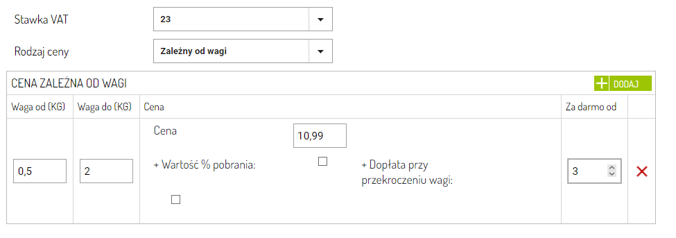 Darmowa wysyłka w zależności od wagi danego zamówienia Sellasist.pl