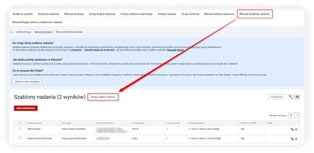 Krok 3: Utwórz szablon nadania (najważniejszy element automatyzacji)