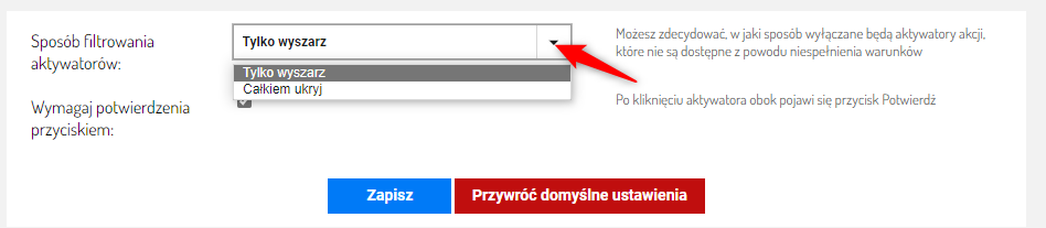 Widoczność przycisków w zależności od statusu w systemie Sellasist.